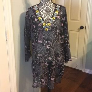 Embellished Vneck Cover Up